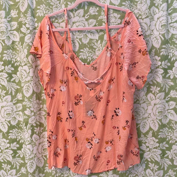 Torrid Floral Cold Shoulder Blouse - Peachy Orange color - Picture 2 of 8